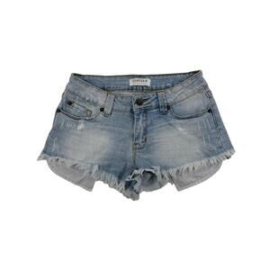 Just USA - Distressed Denim Shorts in Light Wash Blue